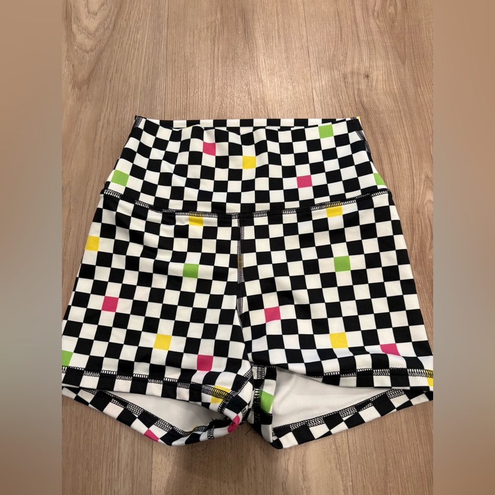 Fleo Checkered High-Waisted Shorts